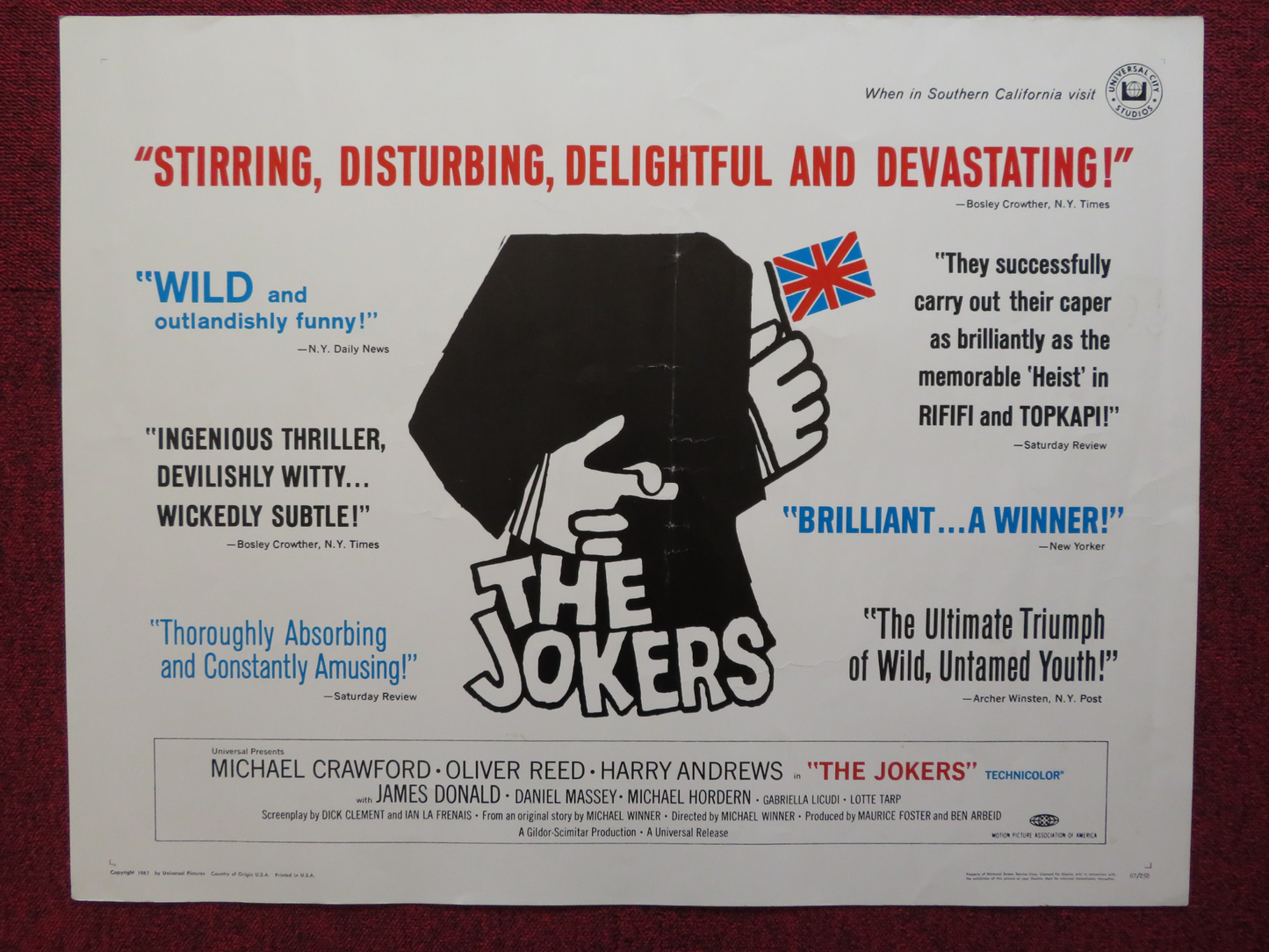 THE JOKERS US HALF SHEET (22"x 28") POSTER MICHAEL CRAWFORD OLIVER REED 1967