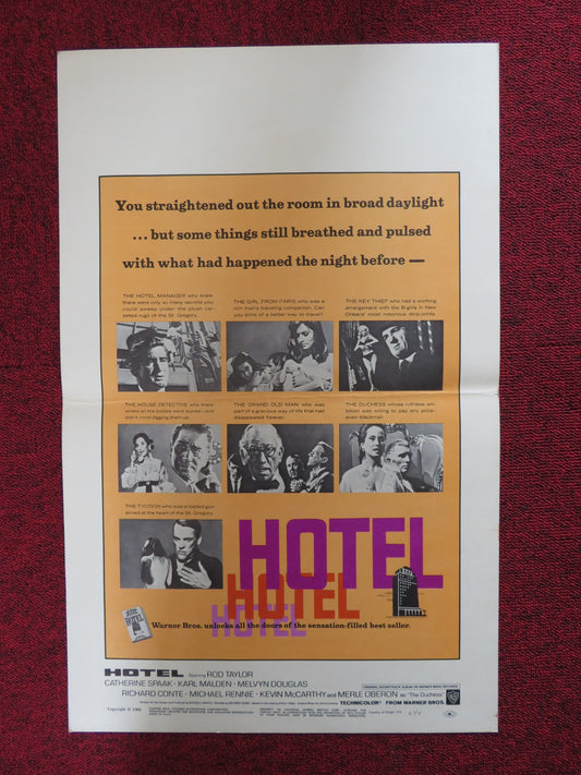 HOTEL WINDOW CARD (14"x 22") POSTER ROD TAYLOR CATHERINE SPAAK 1966