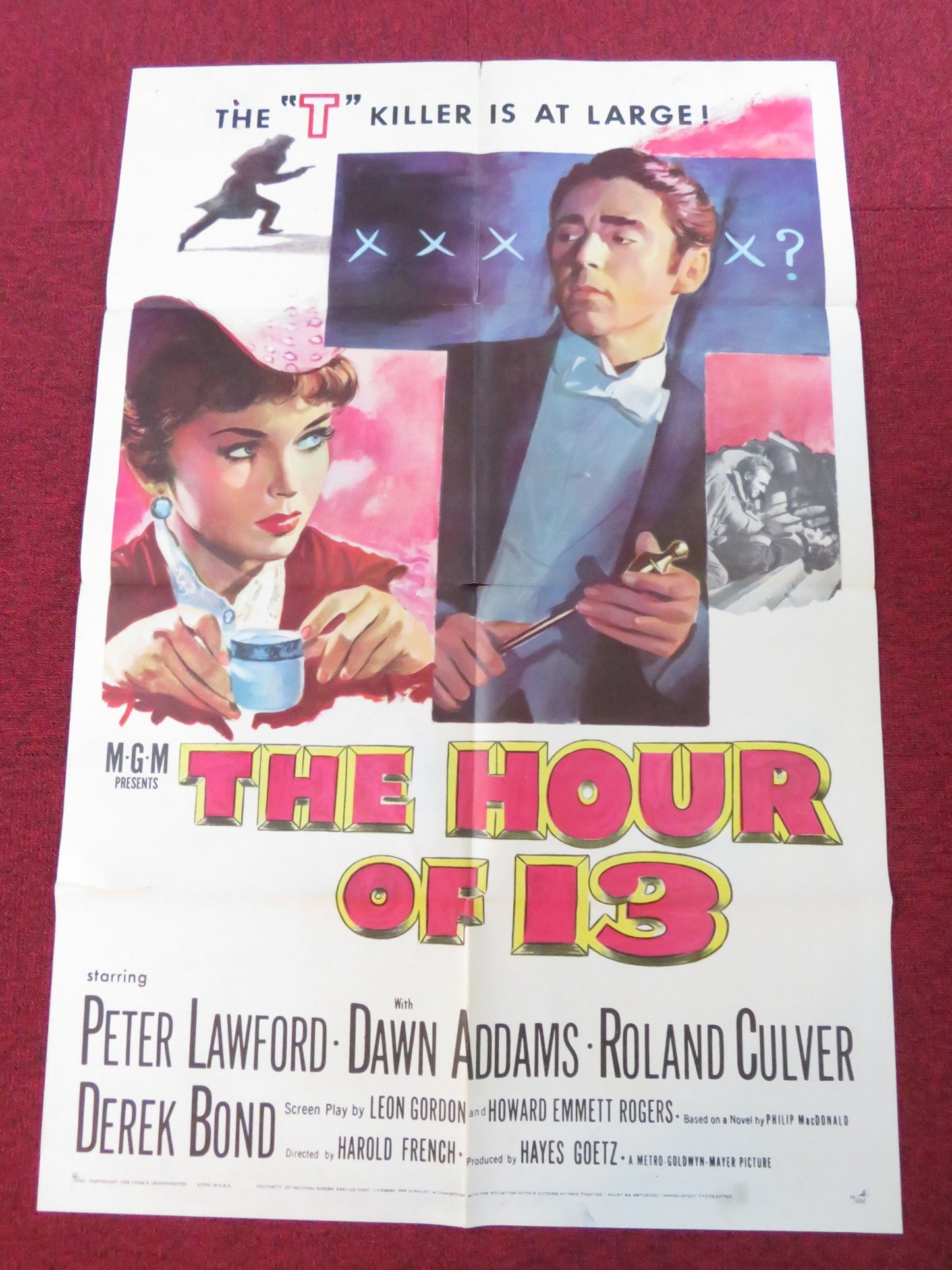 THE HOUR OF 13  FOLDED US ONE SHEET POSTER PETER LAWFORD DAWN ADDAMS 1952