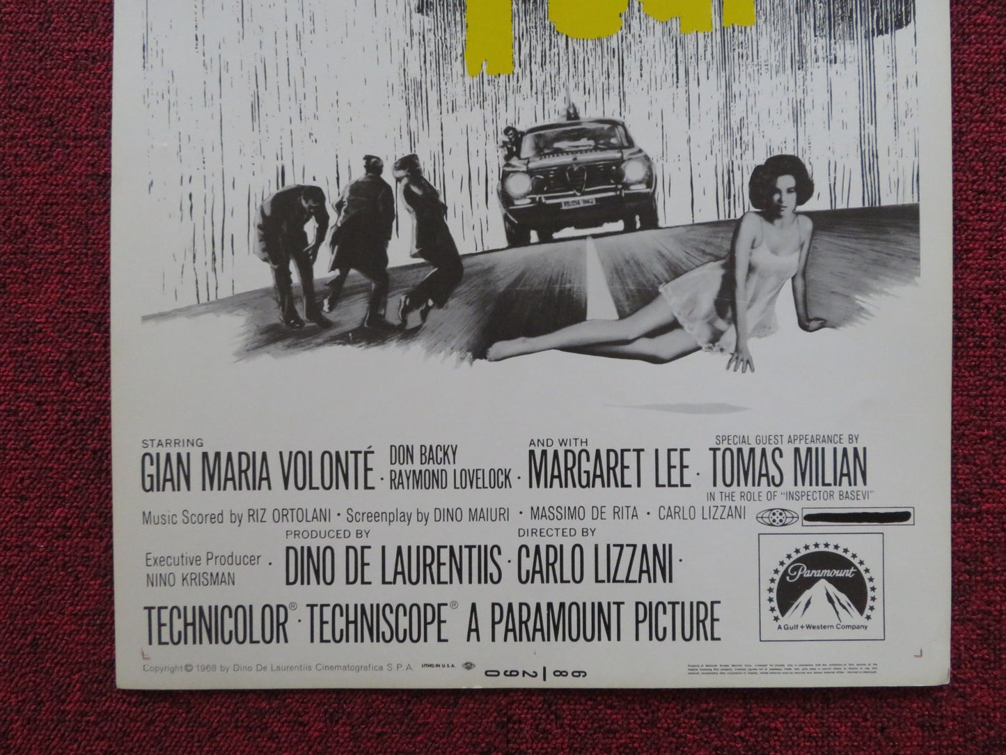 THE VIOLENT FOUR US INSERT (14"x 36") POSTER GIAN MARIA VOLONTE DON BACKY 1968