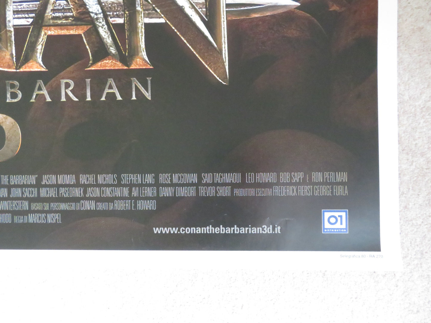 CONAN THE BARBARIAN 3D ITALIAN 2 FOGLIO POSTER JASON MOMOA RON PERLMAN  2011