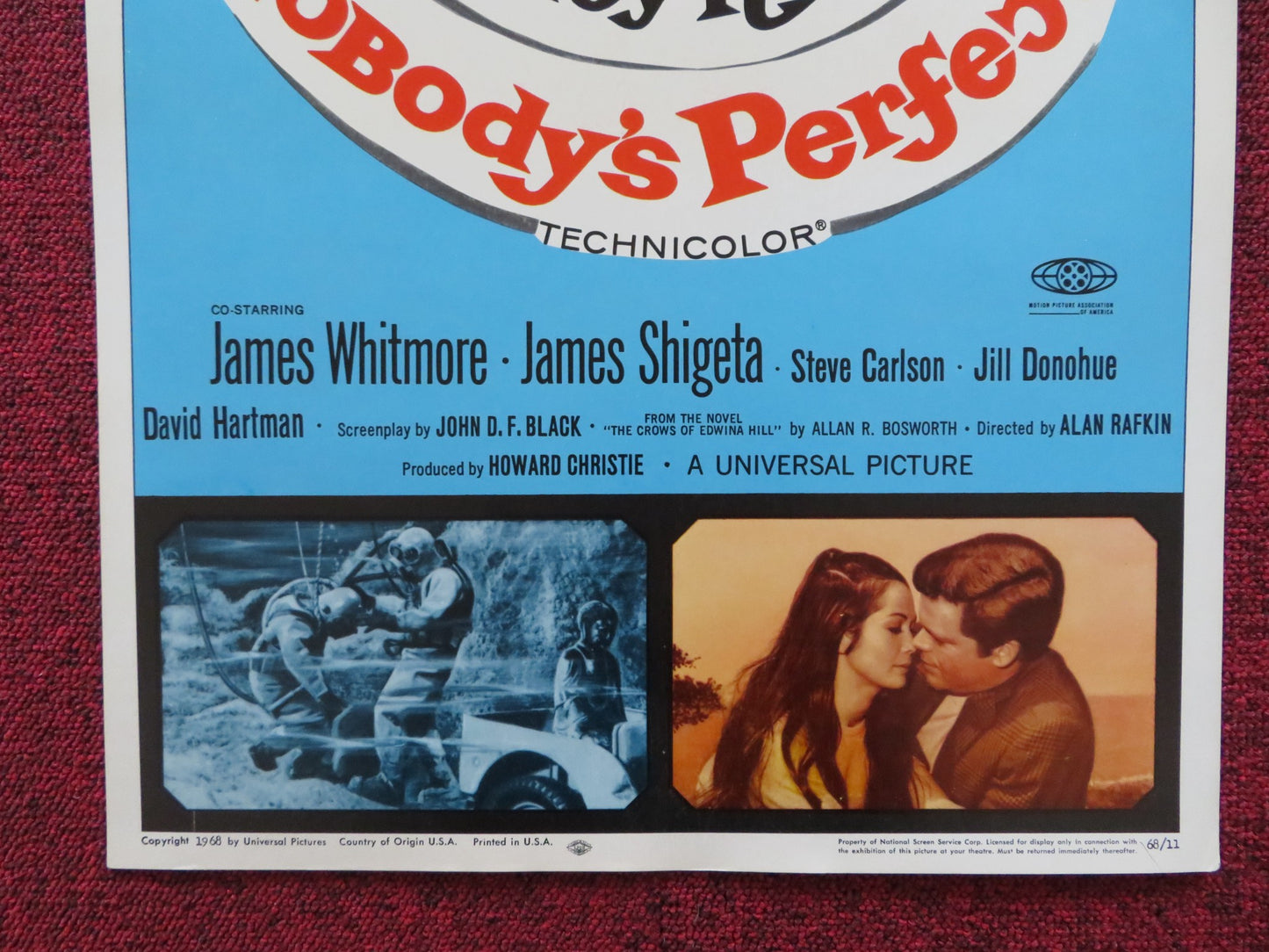 NOBODY'S PERFECT US INSERT (14"x 36") POSTER DOUG MCCLURE NANCY KWAN 1968