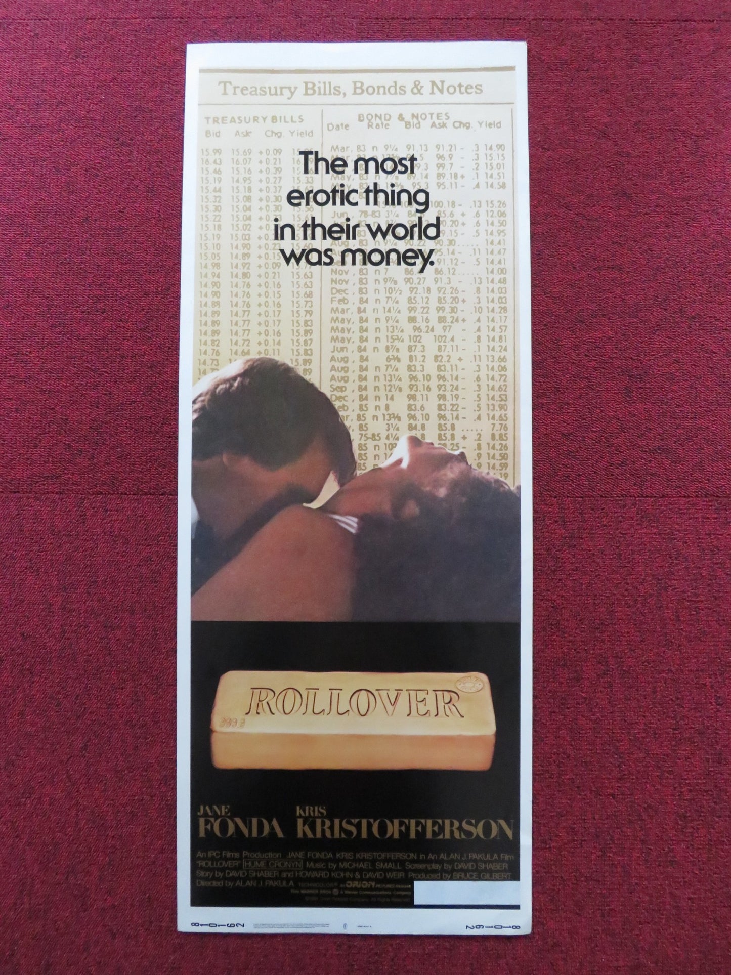 ROLLOVER US INSERT (14"x 36") POSTER JANE FONDA KRIS KRISTOFFERSON 1981