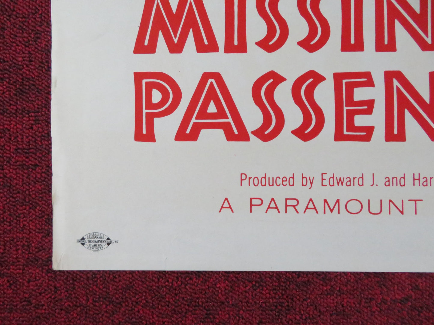 CALLING SCOTLAND YARD: THE MISSING PASSENGER FOLDED US ONE SHEET POSTER 1954