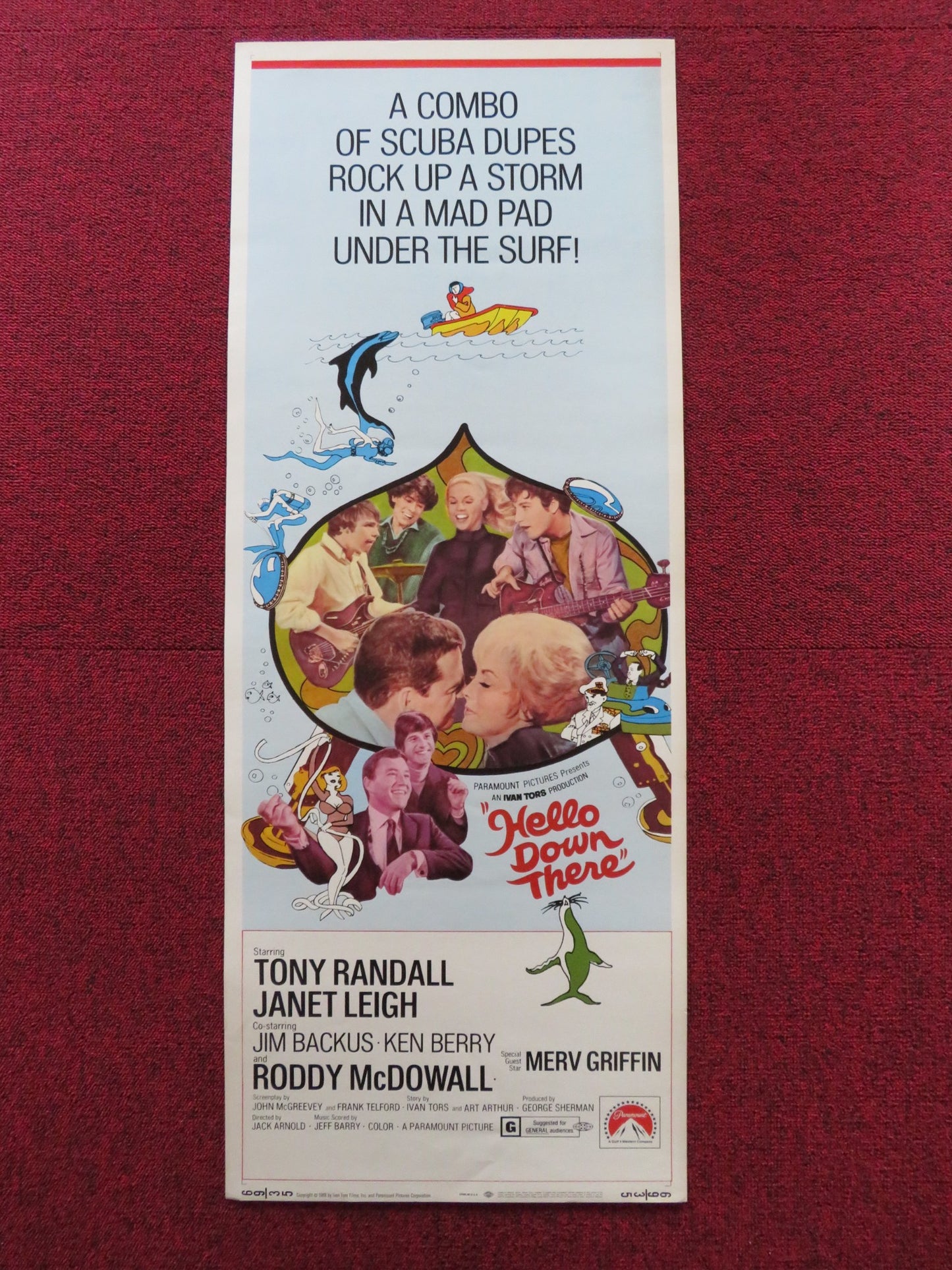 HELLO DOWN THERE US INSERT (14"x 36") POSTER TONY RANDALL JANET LEIGH 1969