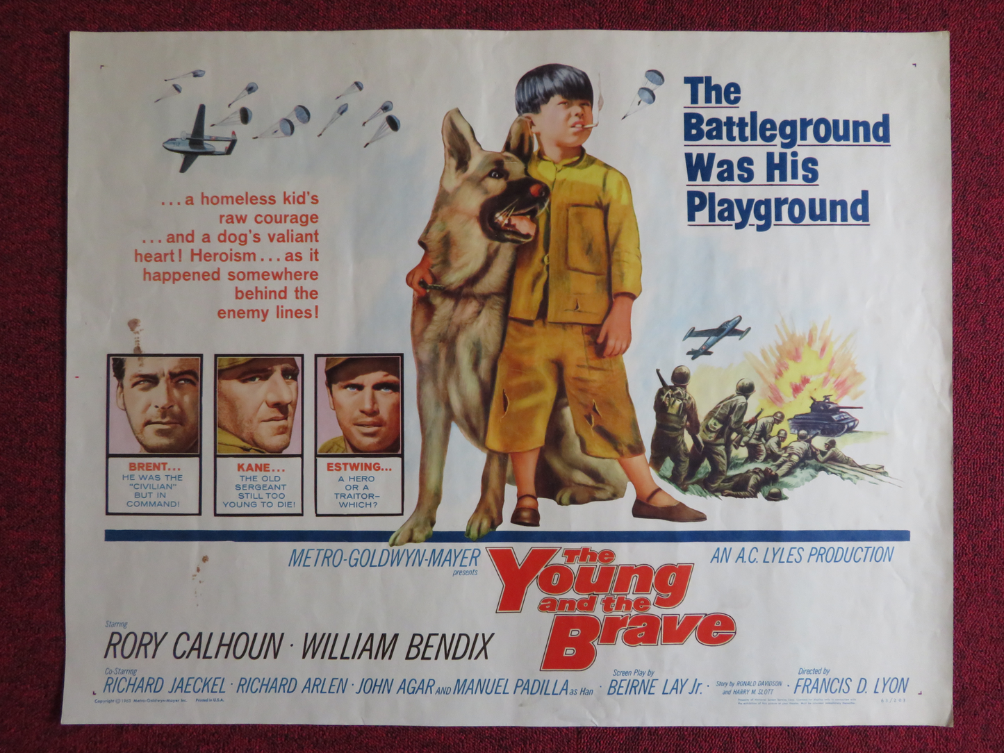 THE YOUNG AND THE BRAVE US HALF SHEET (22"x 28") POSTER RORY CALHOUN 1963