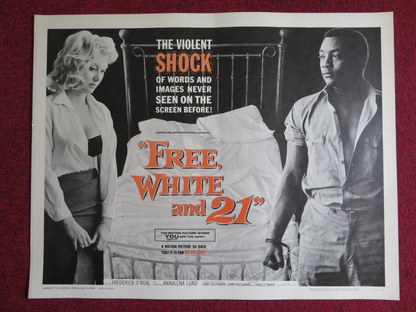 FREE, WHITE AND 21 US HALF SHEET (22"x 28") POSTER FREDERICK O'NEAL 1963