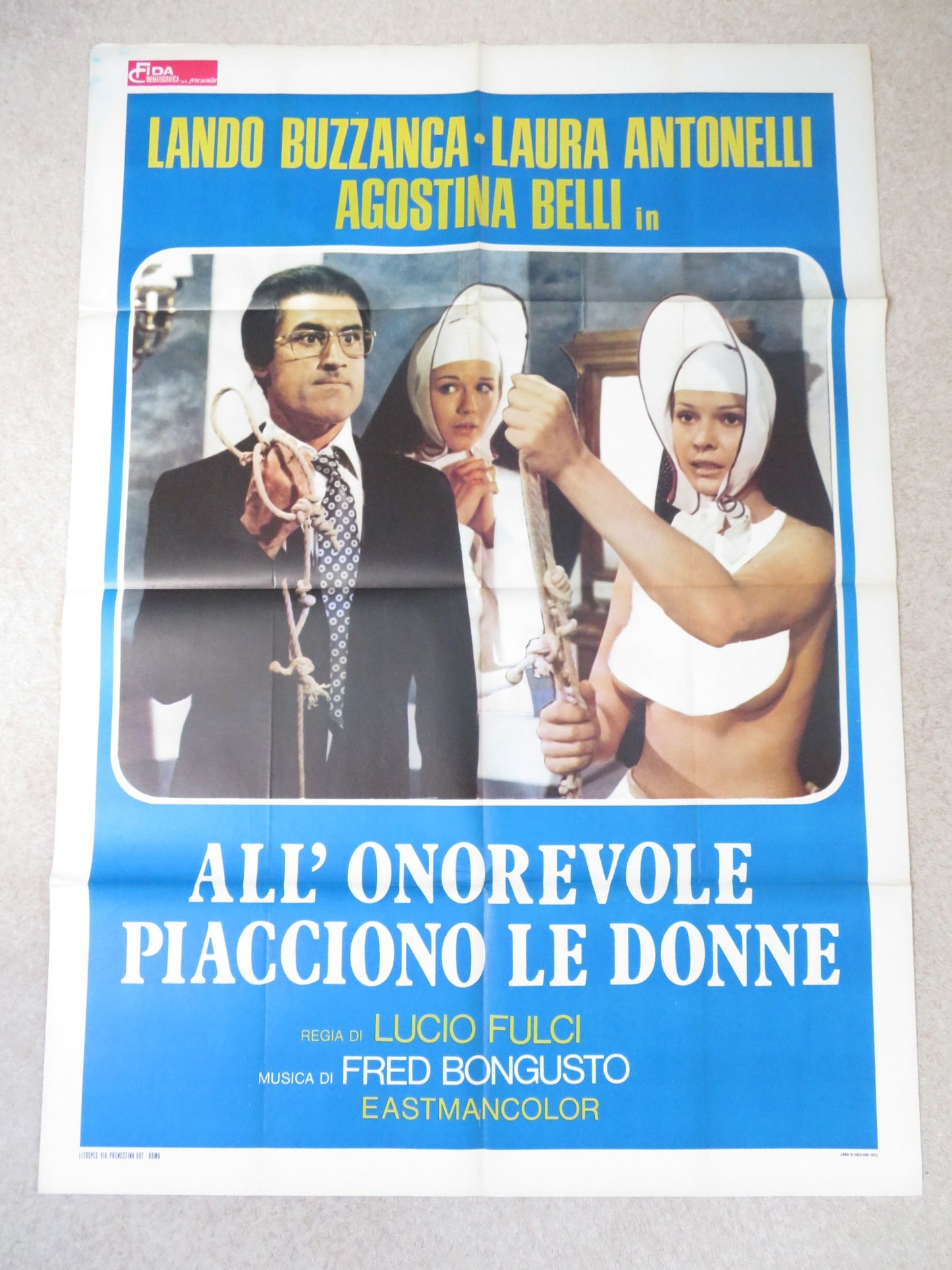 THE EROTICIST ITALIAN 2 FOGLIO POSTER LANDO BUZZANCA LAURA ANTONELLI 1972