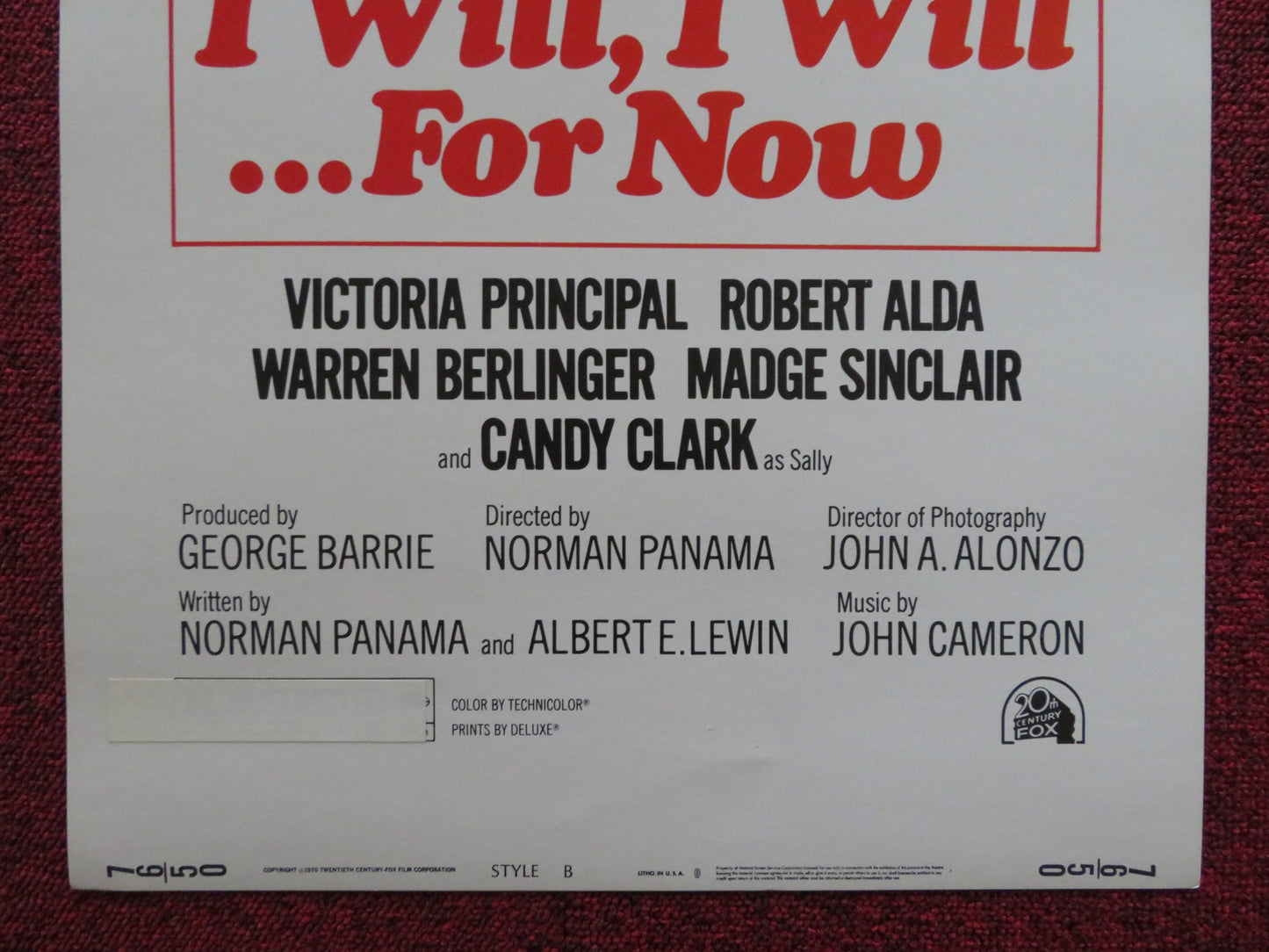 I WILL, I WILL .. FOR YOU  STYLE B US INSERT (14"x 36") POSTER ELLOTT GOULD 1976