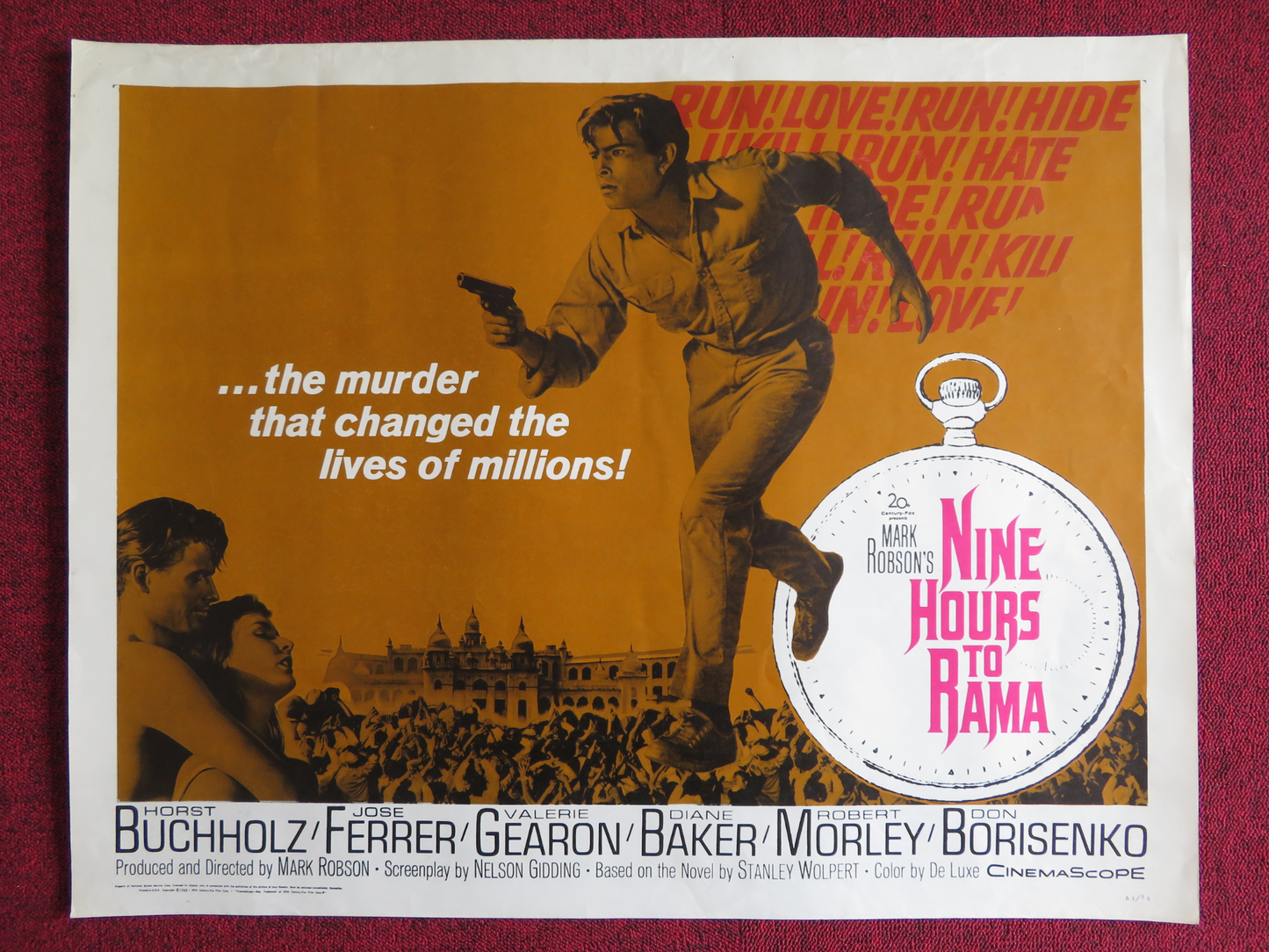 NINE HOURS TO RAMA US HALF SHEET (22"x 28") POSTER HORST BUCHHOLZ J.FERRER 1963