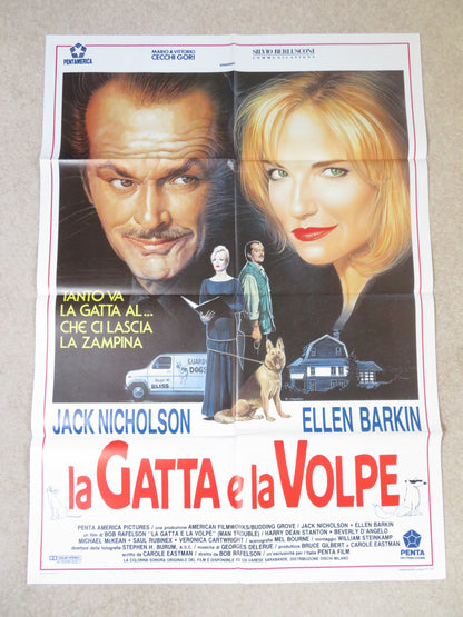 MAN TROUBLE ITALIAN 2 FOGLIO POSTER JACK NICHOLSON ELLEN BARKIN 1992