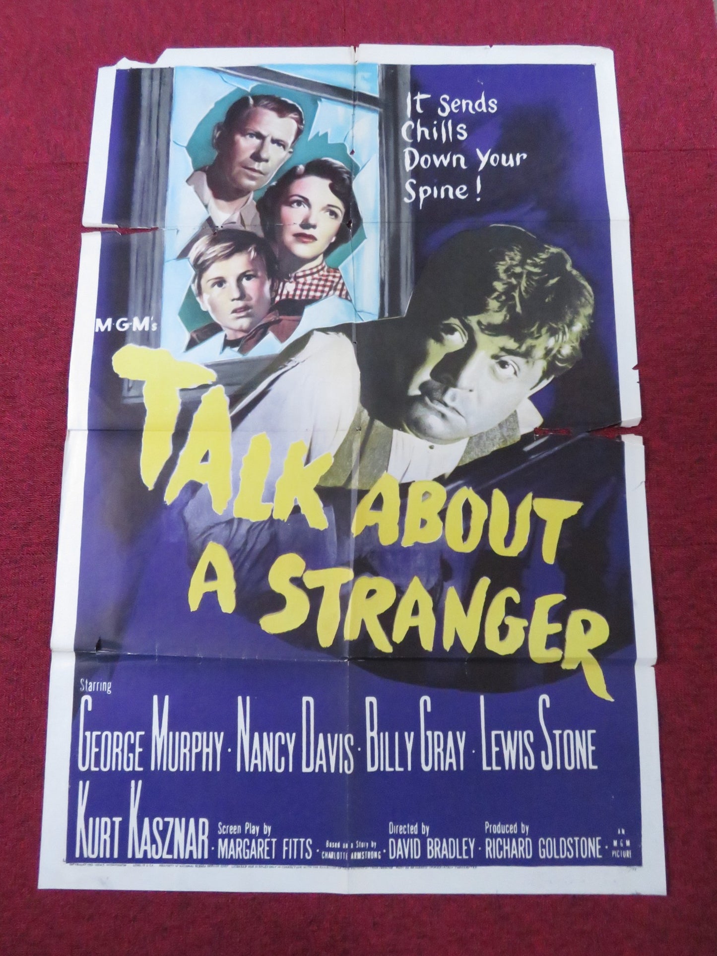 TALK ABOUT A STRANGER FOLDED US ONE SHEET POSTER GEORGE MURPHY NANCY REAGAN 1952