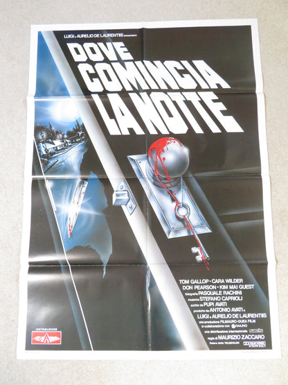 WHERE THE NIGHT BEGINS ITALIAN 2 FOGLIO POSTER TOM GALLOP CARA WILDER 1991