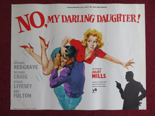 NO, MY DARLING DAUGHTER US HALF SHEET (22"x 28") POSTER MICHAEL REDGRAVE 1961