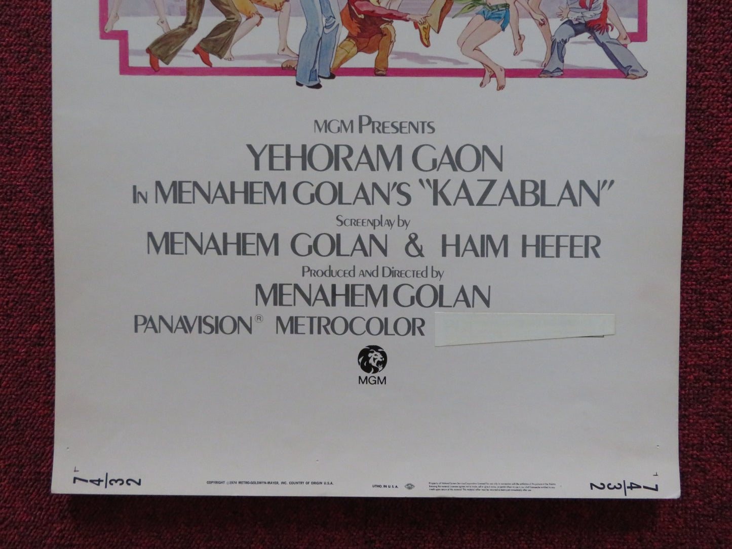 KAZABLAN US INSERT (14"x 36") POSTER YEHORAM GAON 1974