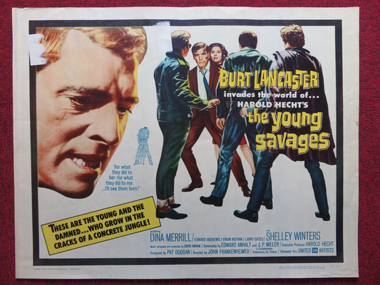 THE YOUNG SAVAGES US HALF SHEET (22"x 28") POSTER BURT LANCASTER D. MERRILL '61