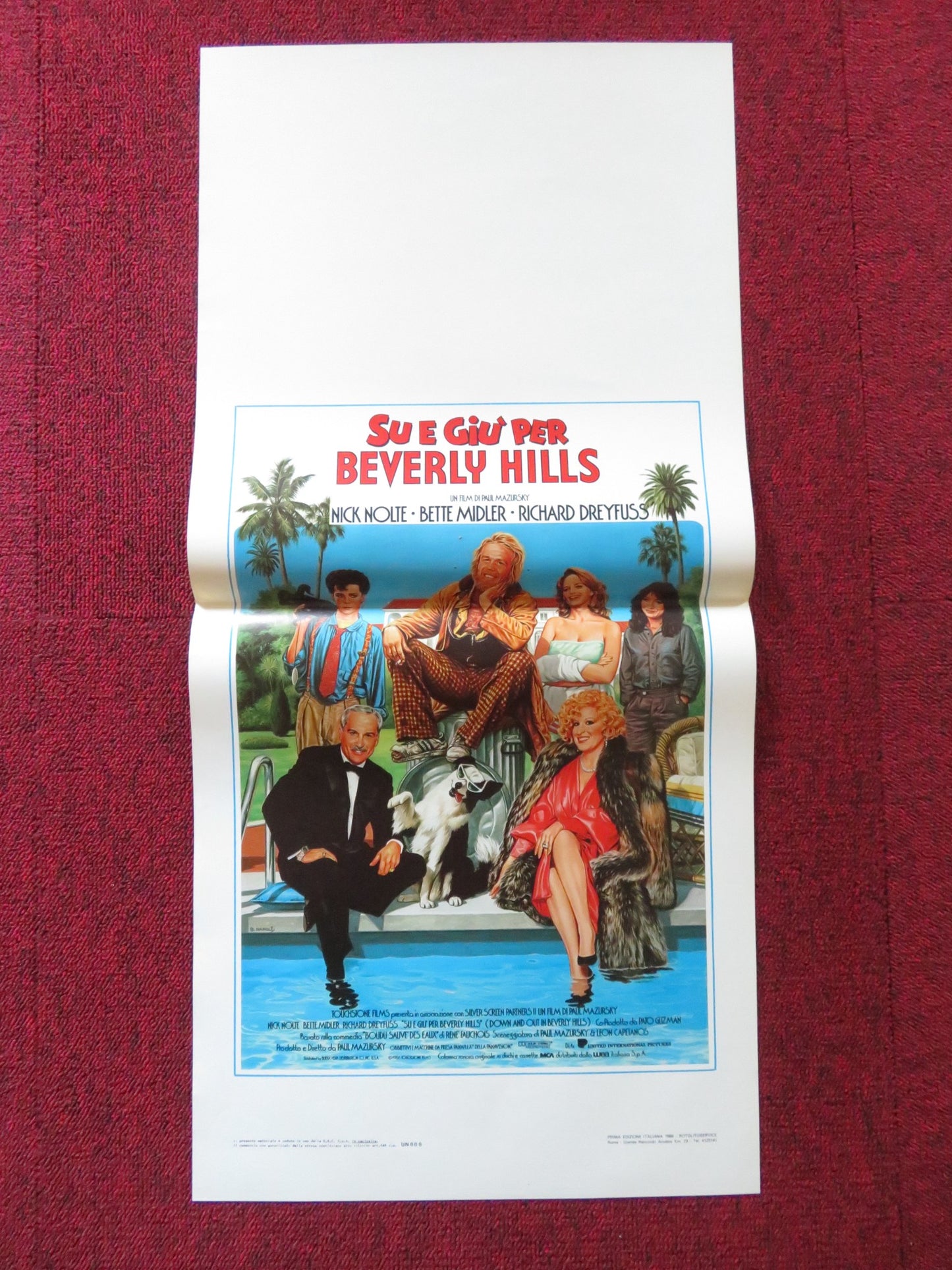 DOWN AND OUT IN BEVERLY HILLS ITALIAN LOCANDINA POSTER NICK NOLTE MIDLER 1986