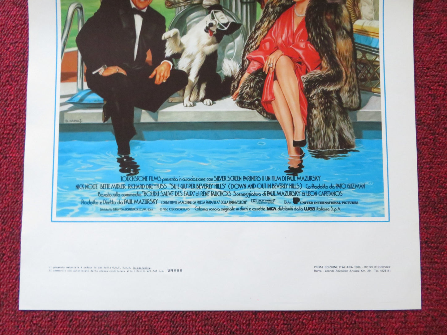 DOWN AND OUT IN BEVERLY HILLS ITALIAN LOCANDINA POSTER NICK NOLTE MIDLER 1986