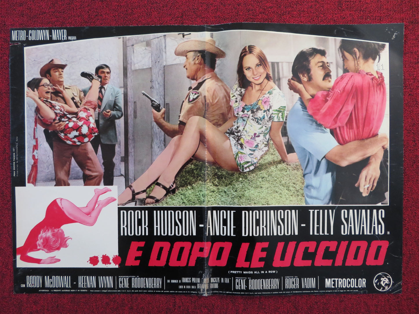 PRETTY MAIDS ALL IN A ROW - A ITALIAN FOTOBUSTA POSTER HUDSON TELLY SAVALAS 1971