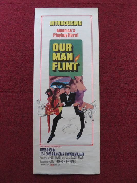 OUR MAN FLINT US INSERT (14"x 36") POSTER JAMES COBURN LEE J. COBB 1966