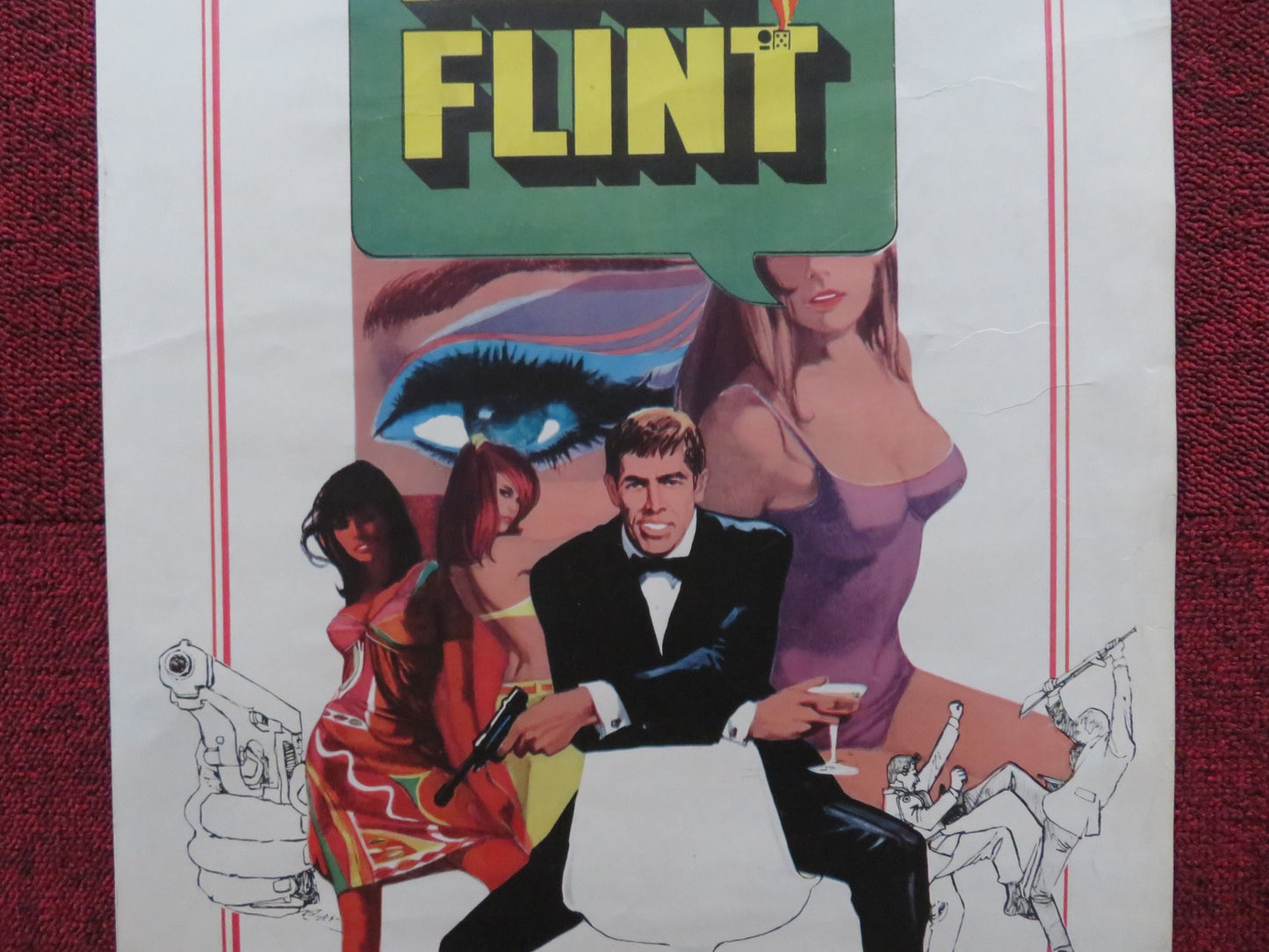 OUR MAN FLINT US INSERT (14"x 36") POSTER JAMES COBURN LEE J. COBB 1966