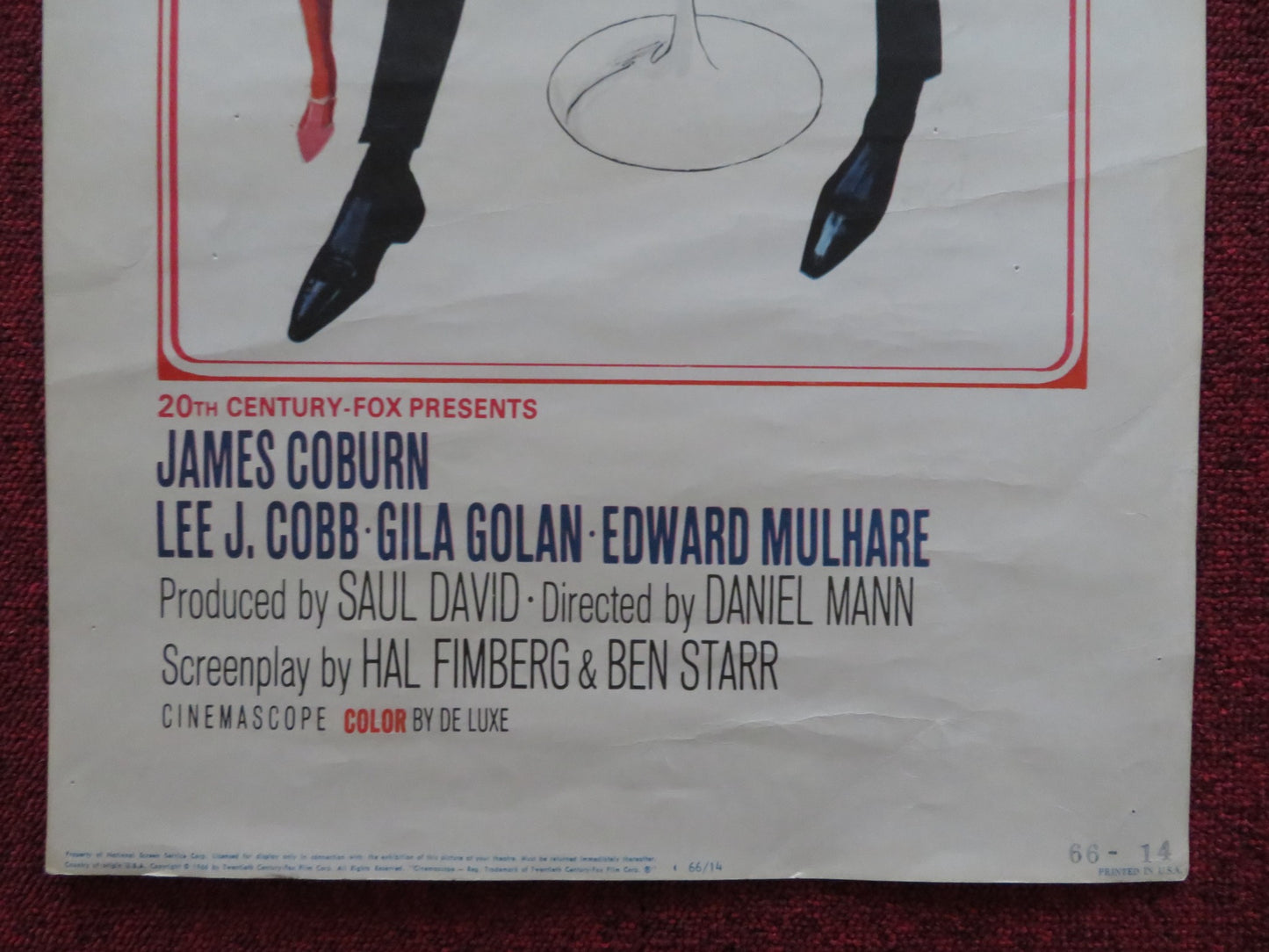 OUR MAN FLINT US INSERT (14"x 36") POSTER JAMES COBURN LEE J. COBB 1966