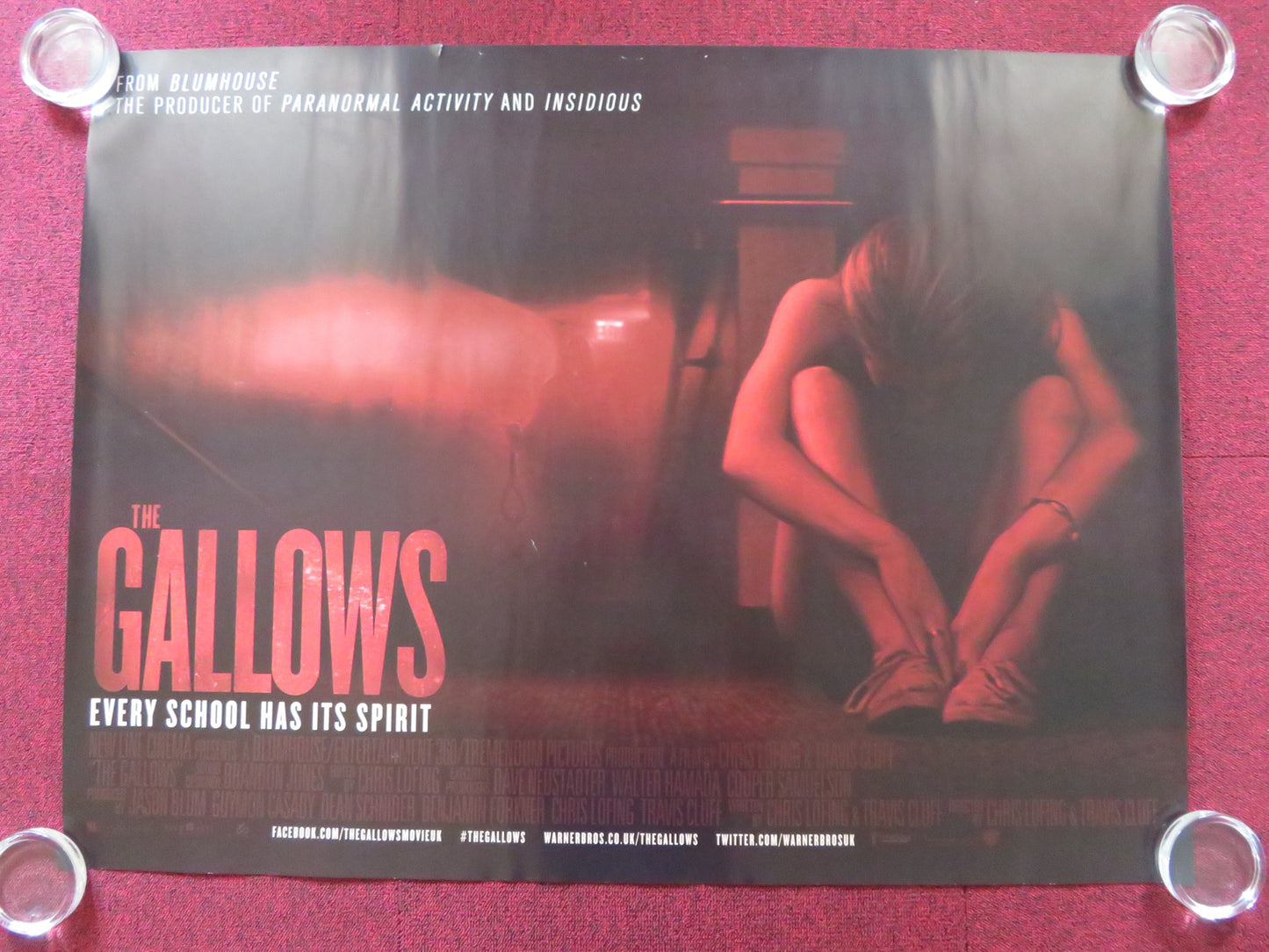 THE GALLOWS UK QUAD (30"x 40") ROLLED POSTER REESE MISHLER PFEIFER BROWN 2015