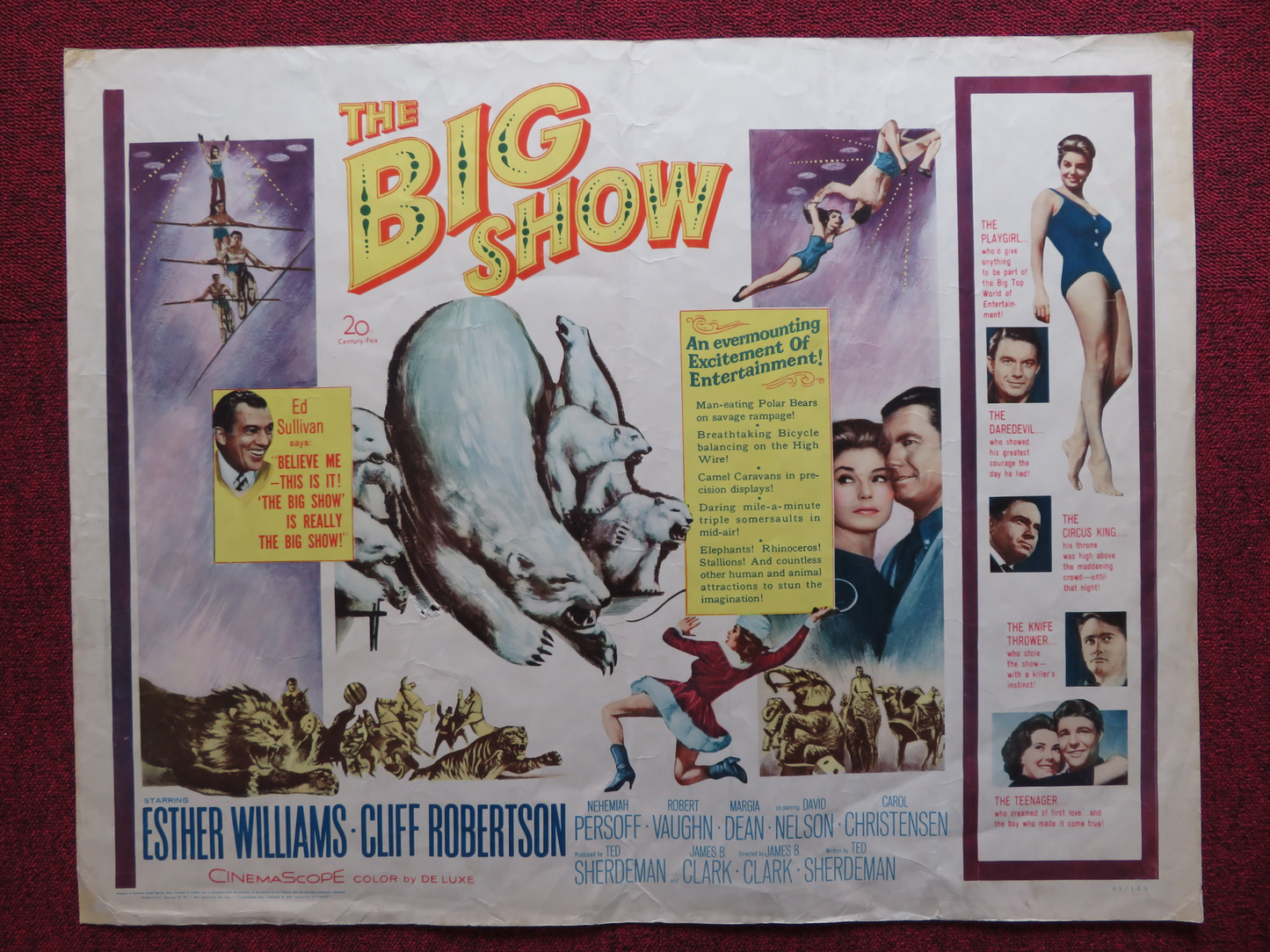 THE BIG SHOW US HALF SHEET (22"x 28") POSTER ESTHER WILLIAMS CLIFF ROBERTSON '61