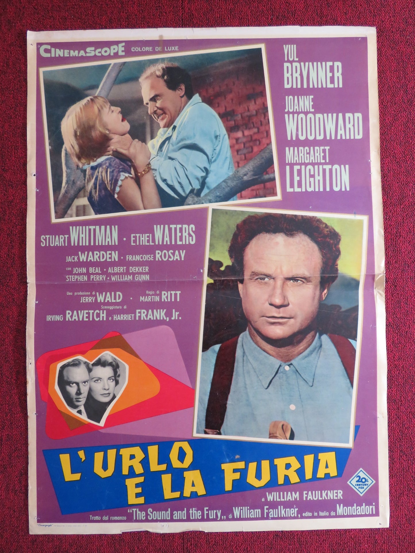 L'URLO E LA FURIA ITALIAN FOTOBUSTA POSTER YUL BRYNNER JOANNE WOODWARD 1959