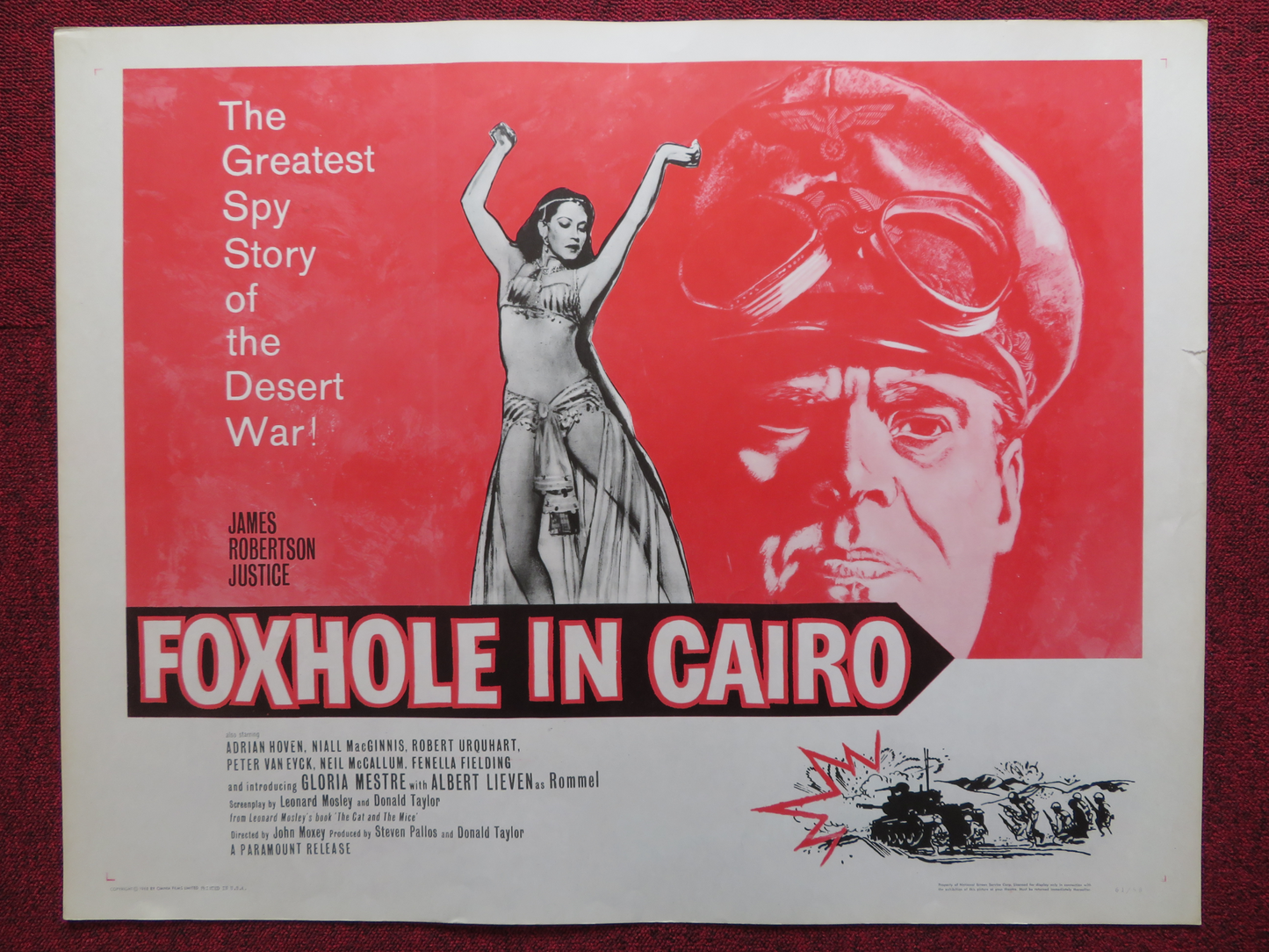 FOXHOLE IN CAIRO US HALF SHEET (22"x 28") POSTER JAMES ROBERTSON JUSTICE 1960