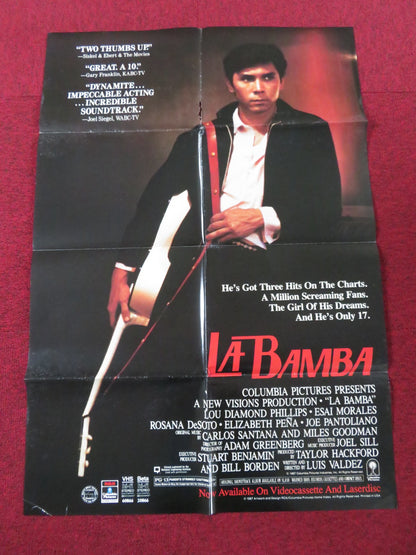 LA BAMBA FOLDED US ONE SHEET POSTER LOU DIAMOND PHILLIPS ESAI MORALES 1987