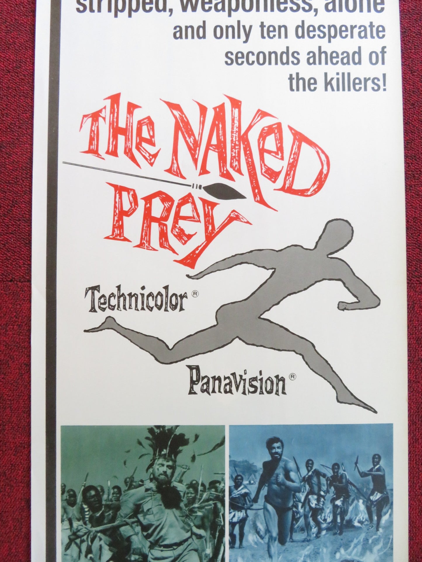 THE NAKED PREY US INSERT (14"x 36") POSTER CORNEL WILDE KEN GAMPU 1965