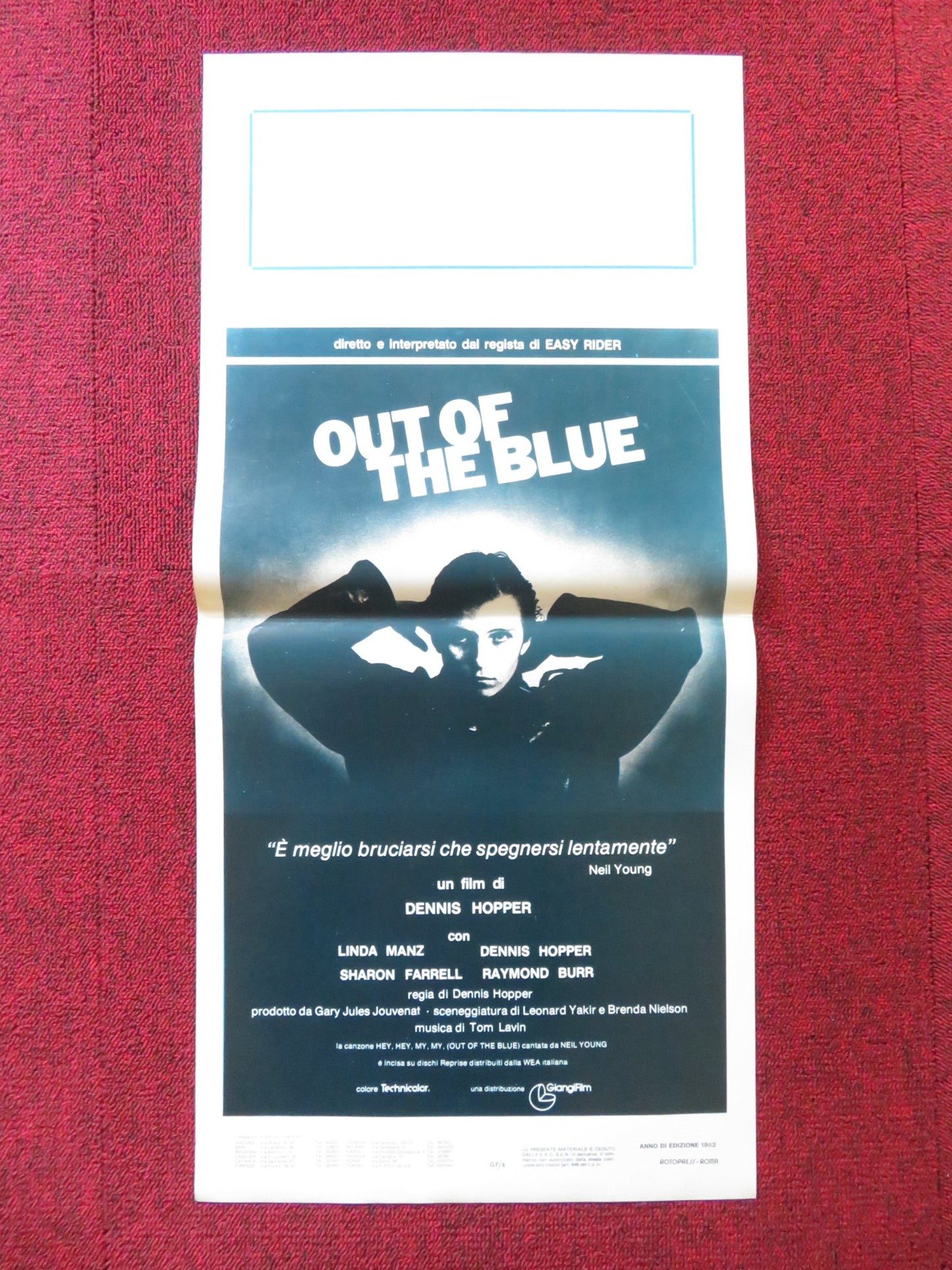 OUT OF THE BLUE ITALIAN LOCANDINA POSTER LINDA MANZ DENNIS HOPPER 1980