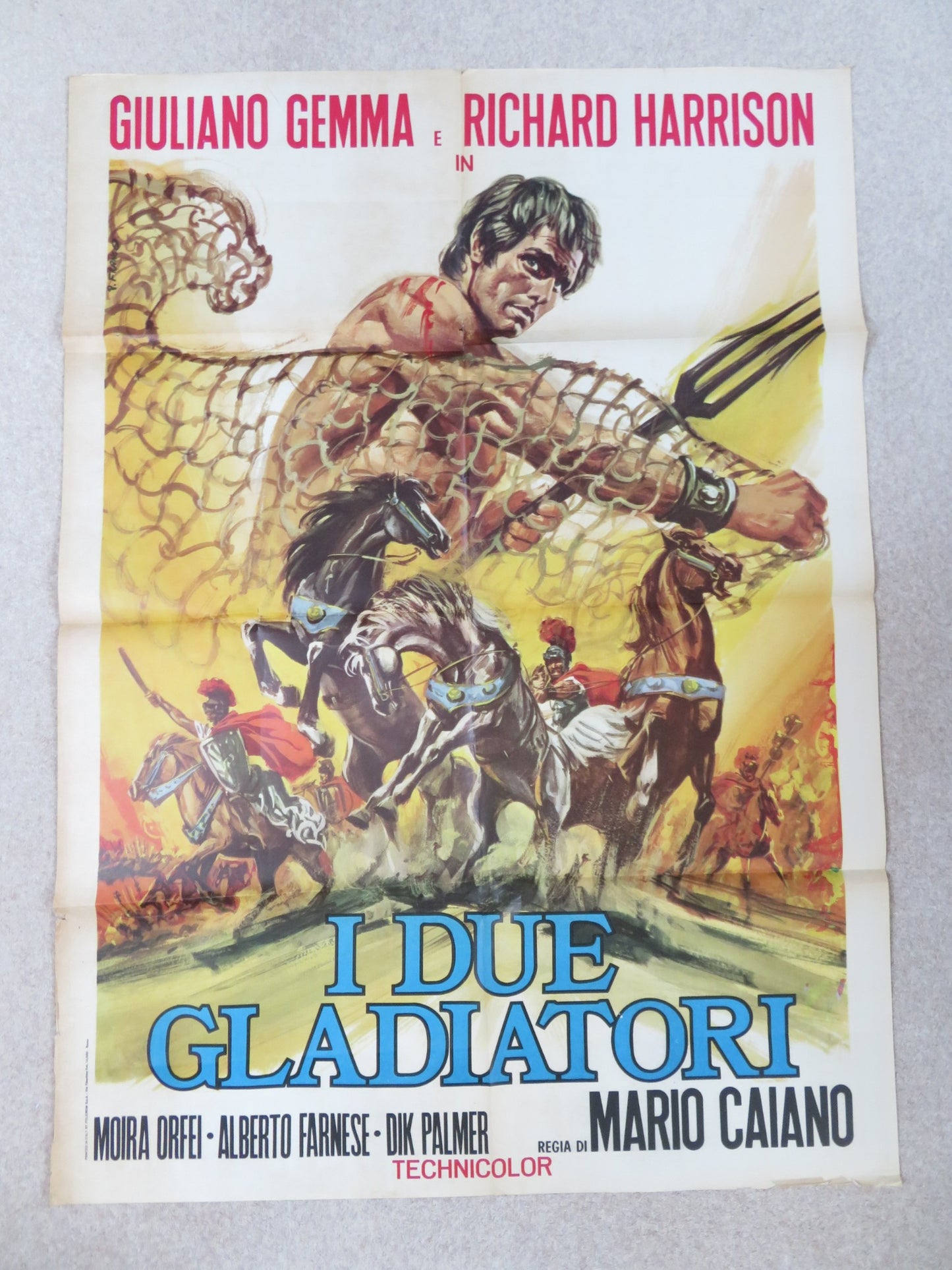 I DUE GLADIATORI ITALIAN 2 FOGLIO POSTER RICHARD HARRISON MOIRA ORFEI 1964