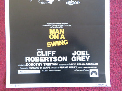 MAN ON A SWING US INSERT (14"x 36") POSTER CLIFF ROBERTSON JOEL GREY 1974