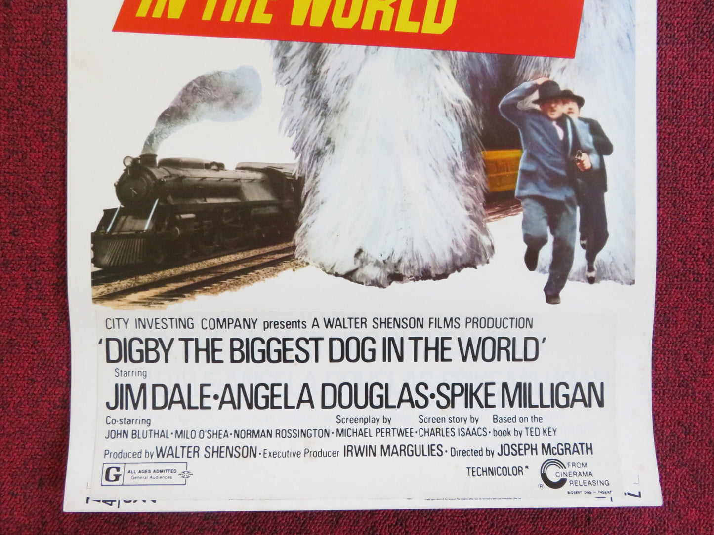 DIGBY: THE BIGGEST DOG IN THE WORLD US INSERT (14"x 36") POSTER JIM DALE 1974