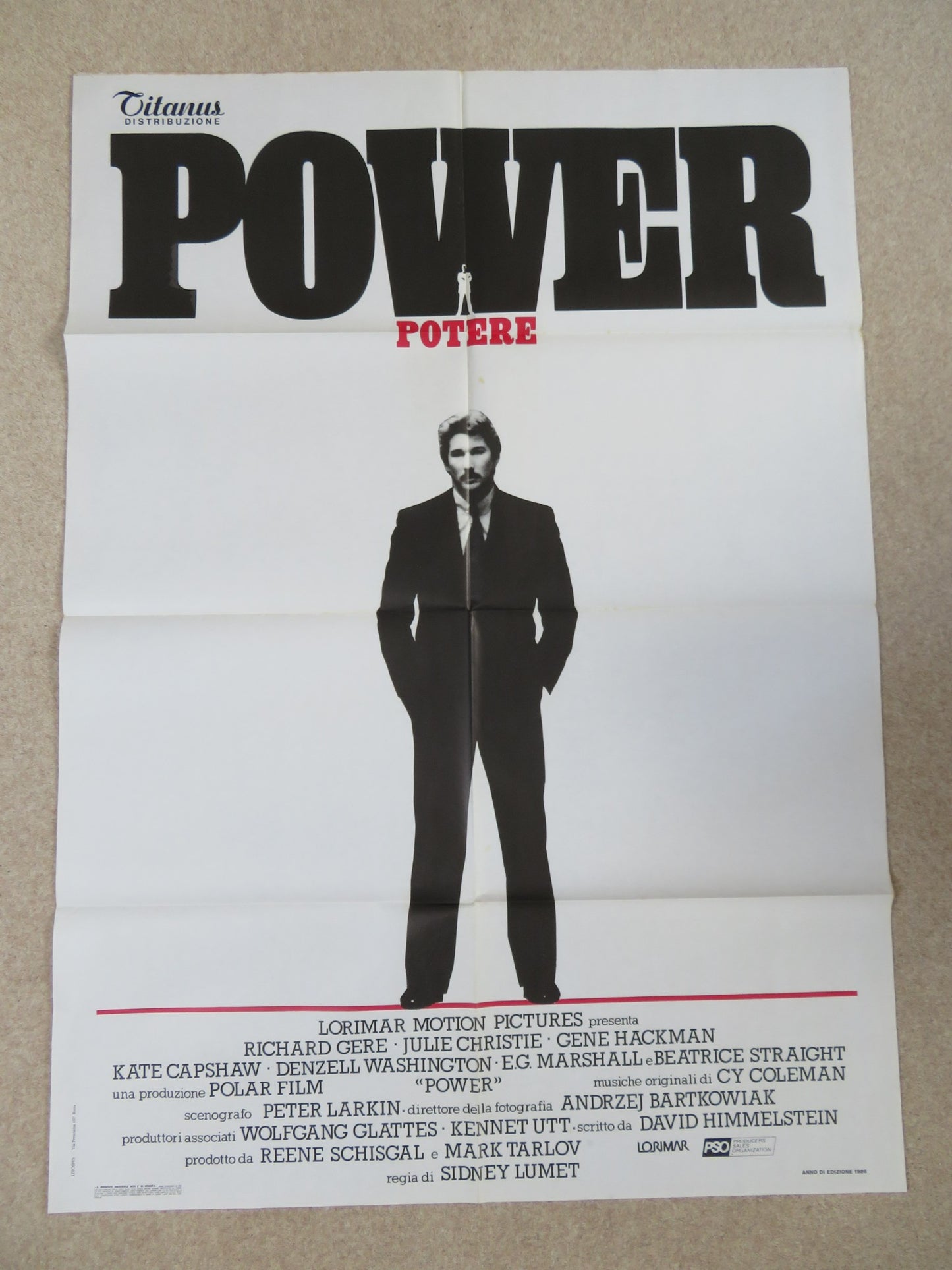 POWER-B  ITALIAN 2 FOGLIO POSTER RICHARD GERE GENE HACKMAN 1986