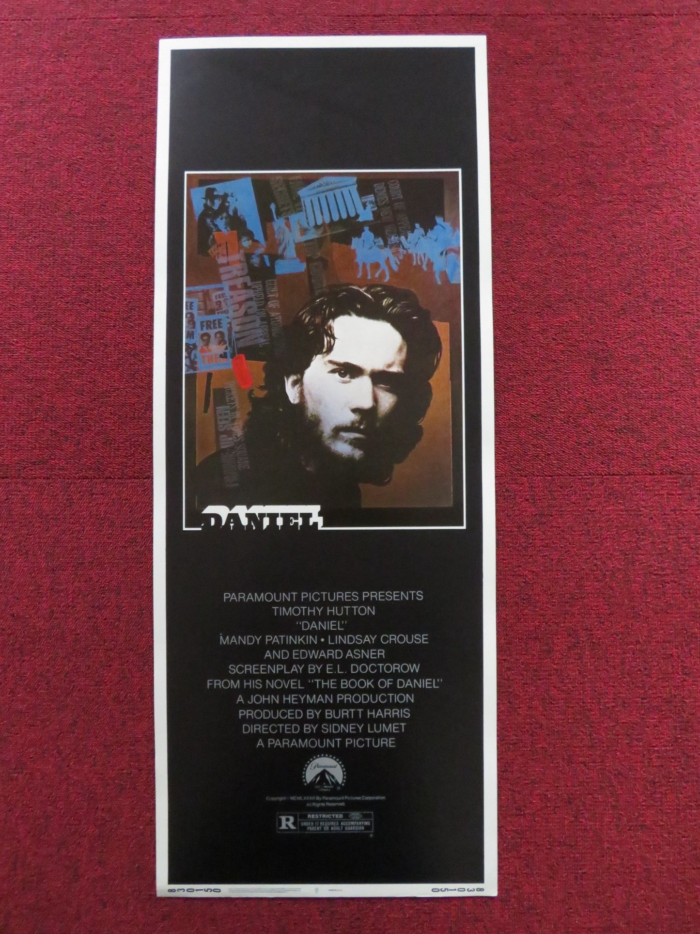 DANIEL US INSERT (14"x 36") POSTER TIMOTHY HUTTON MANDY PATINKIN 1983