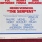 THE SERPENT US INSERT (14"x 36") POSTER YUL BRYNER HENRY FONDA 1973