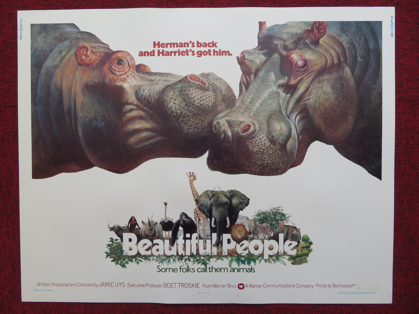 BEAUTIFUL PEOPLE US HALF SHEET (22"x 28") POSTER PADDY O'BYRNE JAMIE UYS 1974