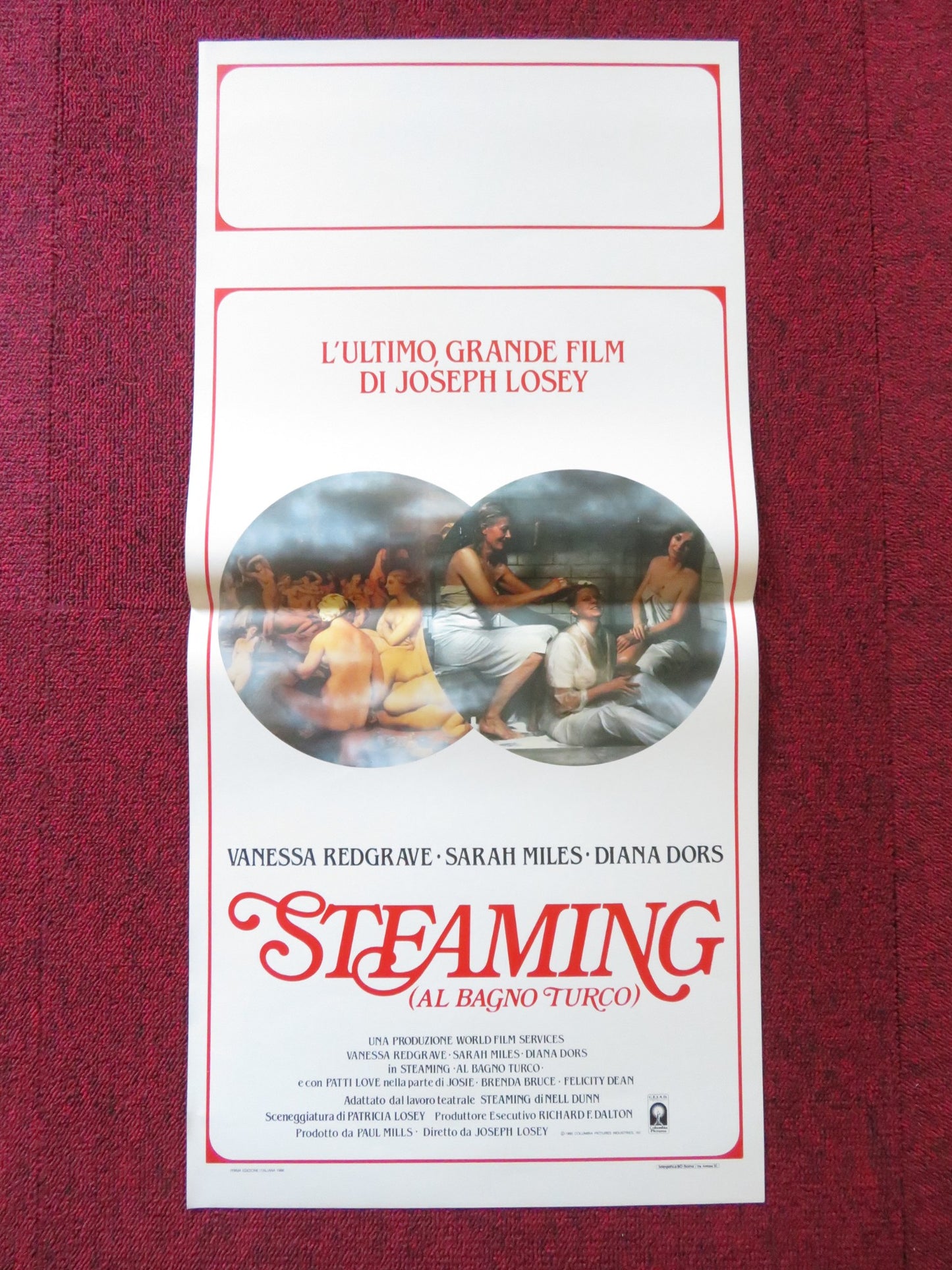 STEAMING ITALIAN LOCANDINA POSTER VANESSA REDGRAVE DIANA DORS 1985