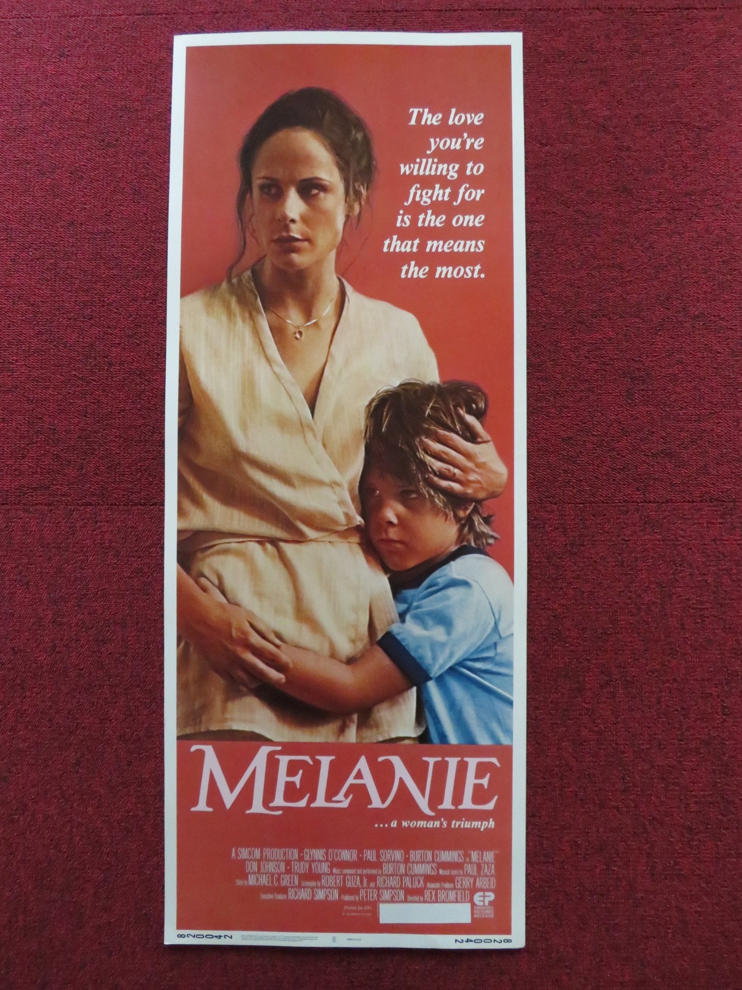 MELANIE US INSERT (14"x 36") POSTER GLYNNS O'CONNER PAUL SORVINO 1982