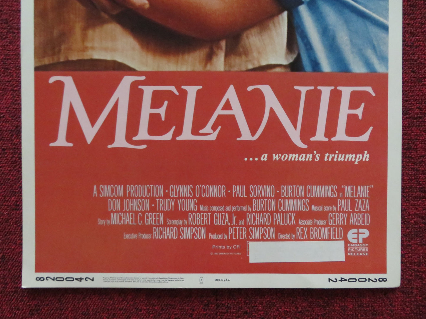 MELANIE US INSERT (14"x 36") POSTER GLYNNS O'CONNER PAUL SORVINO 1982