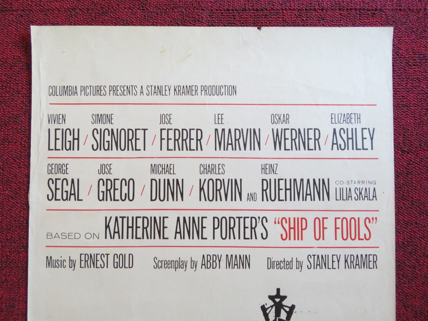 SHIP OF FOOLS US INSERT (14"x 36") POSTER VIVIEN LEIGH SIMONE SIGNORET 1965