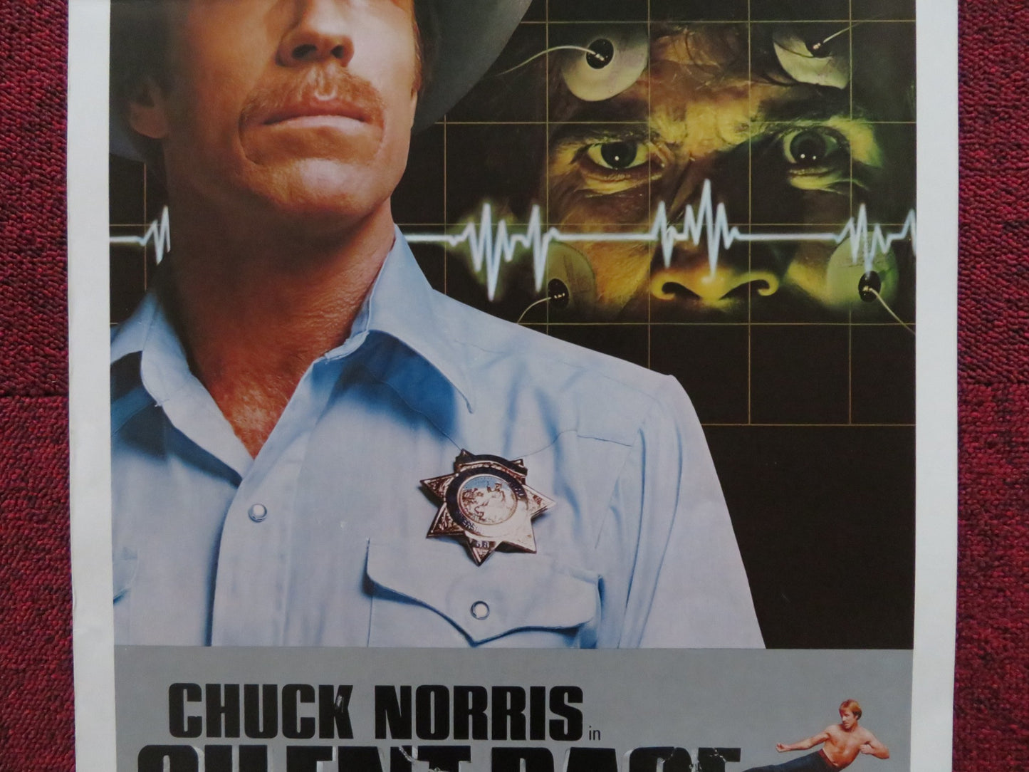 SILENT RAGE US INSERT (14"x 36") POSTER CHUCK NORRIS RON SLIVER 1982