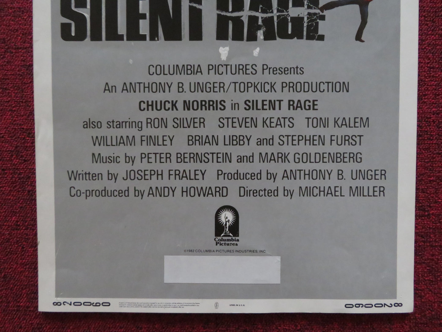 SILENT RAGE US INSERT (14"x 36") POSTER CHUCK NORRIS RON SLIVER 1982