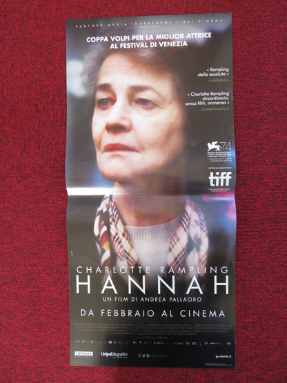 HANNAH ITALIAN LOCANDINA POSTER CHARLOTTE RAMPLING ANDREW WILMS 2017