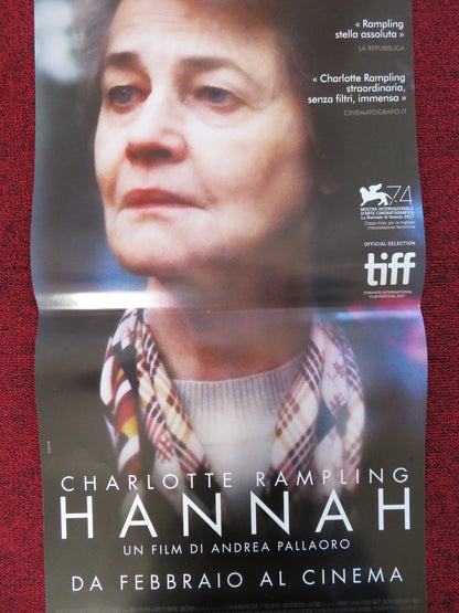 HANNAH ITALIAN LOCANDINA POSTER CHARLOTTE RAMPLING ANDREW WILMS 2017