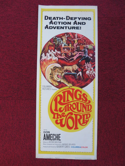 RINGS AROUND THE WORLD US INSERT (14"x 36") POSTER DON AMECHE RUDY CARDENAS 1966